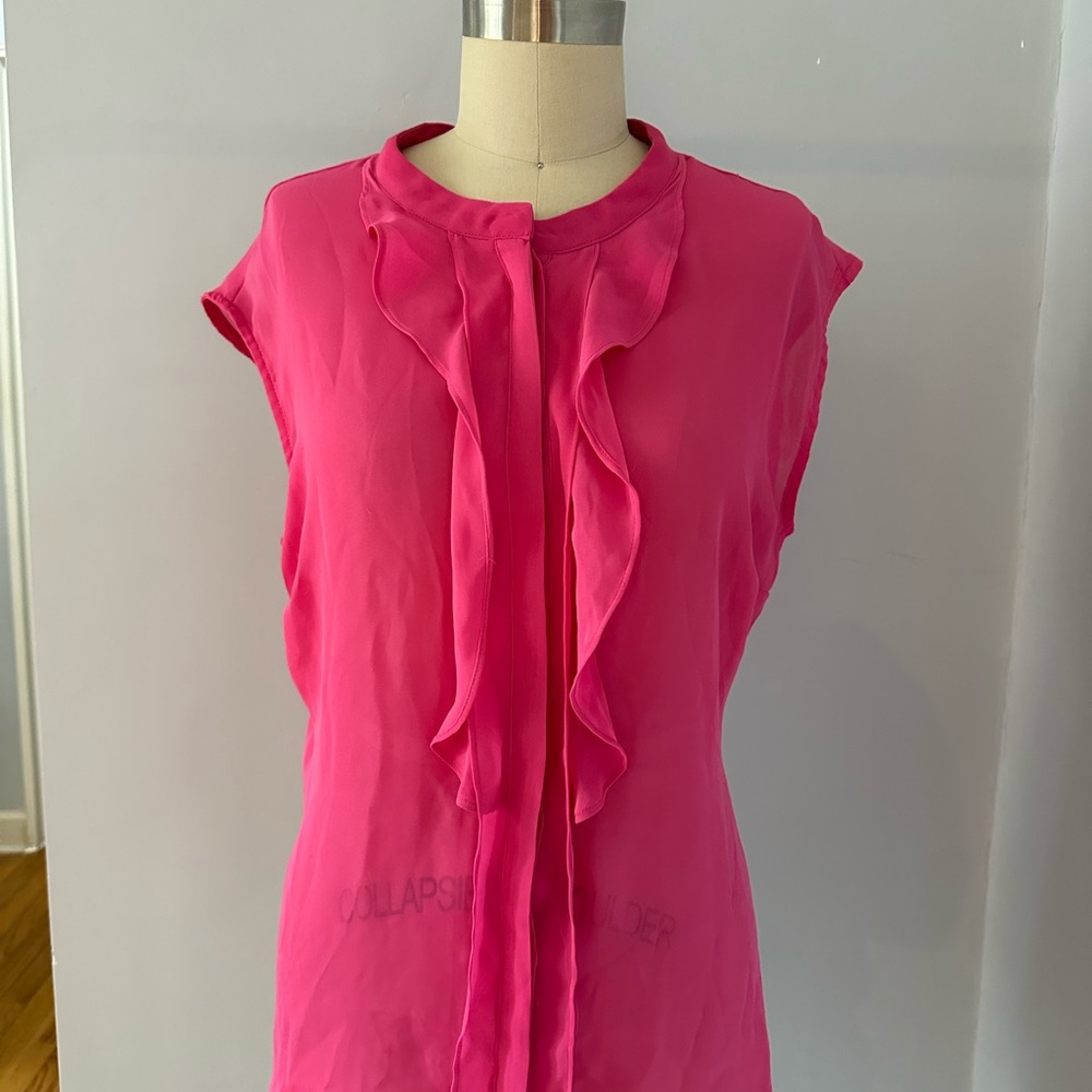 Pink Ruffled Sleeveless Top